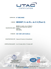 Environment System Certificate : ISO14001 (Mexico Factory)